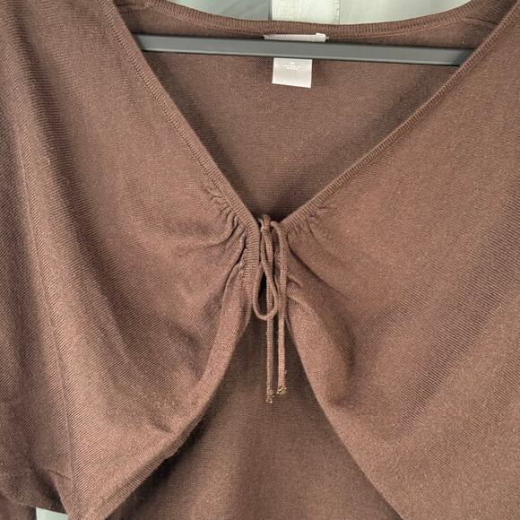 ANN TAYLOR M Tie Front Bolero Silk Blend Layering Y2K Style Minimalist Cardigan - Picture 3 of 8